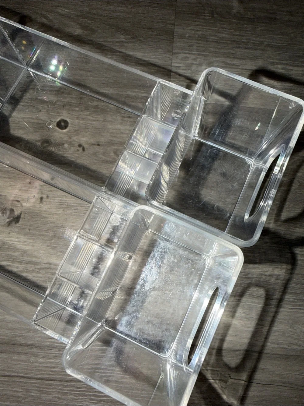 2 used clear acrylic vanity organizer